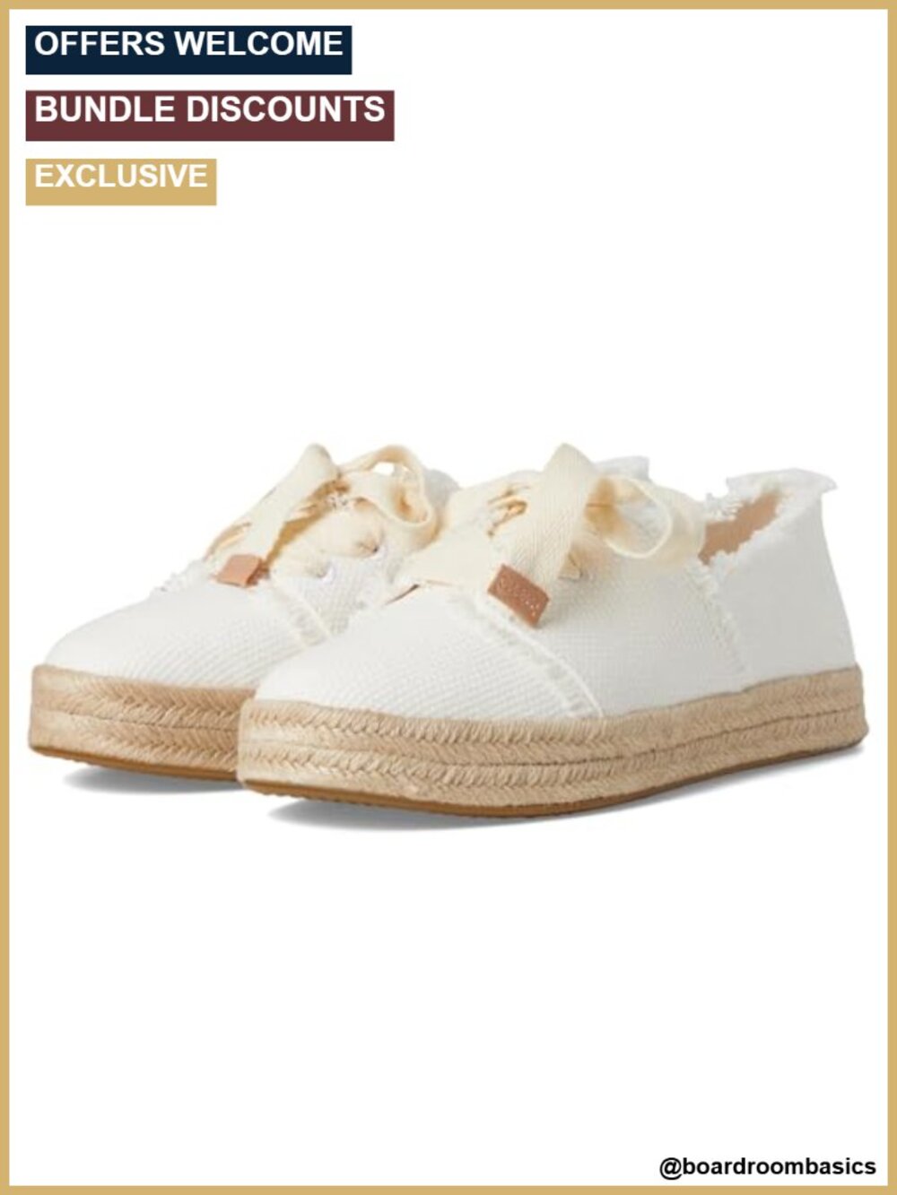 TOMS Carolina Lace-Up Espadrille Women's Fashion Sneakers Rubber Sole Cotton
